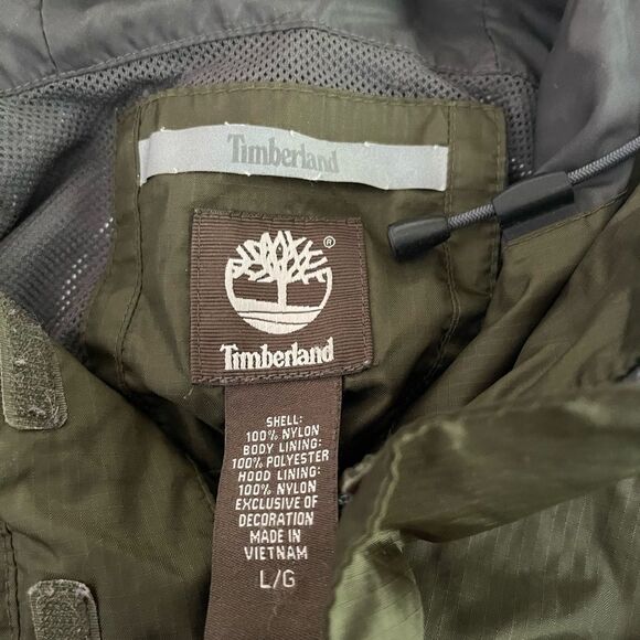 Timberland Waterproof Hooded Jacket Green Size Large - Picture 3 of 3